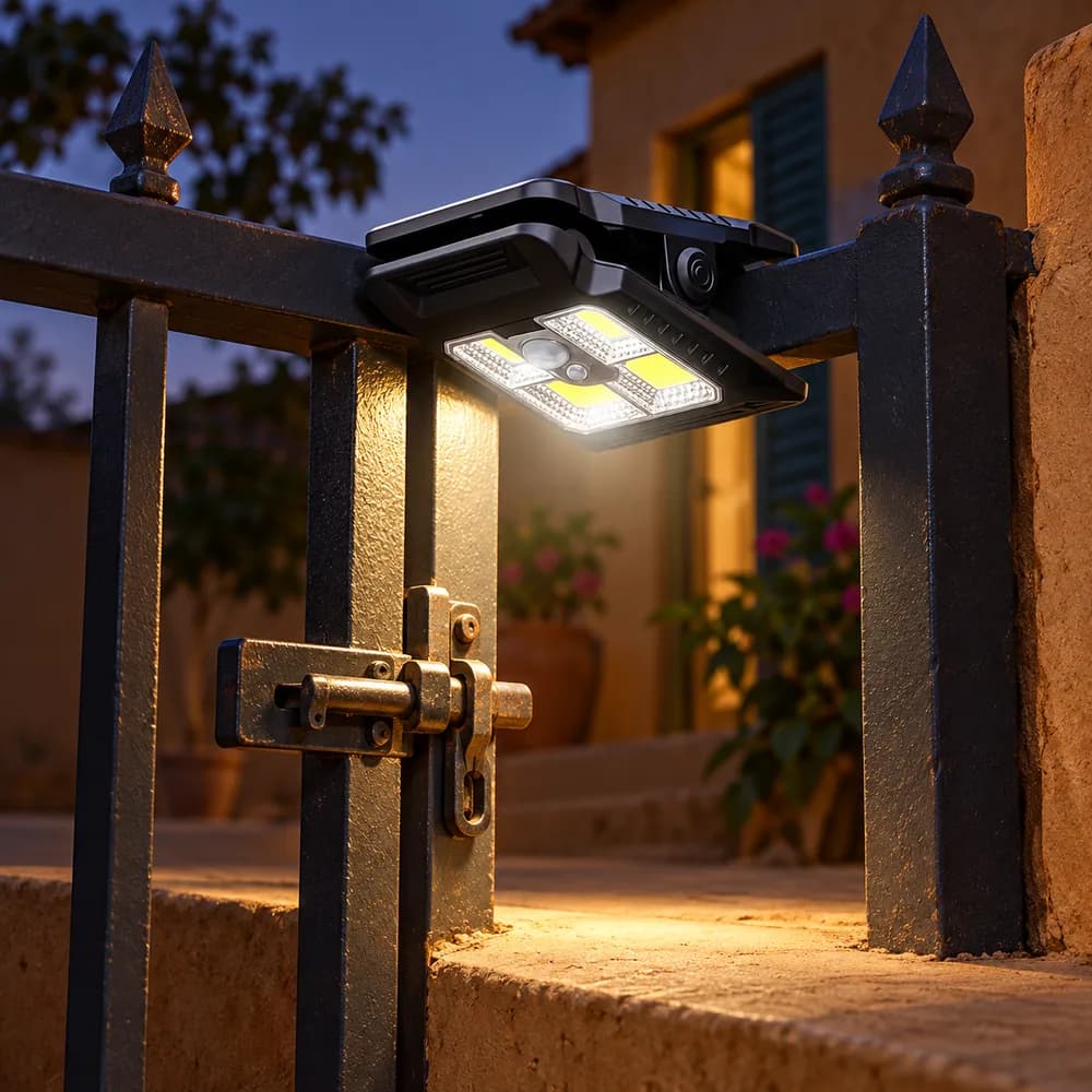 Lampe solaire à pince en situation